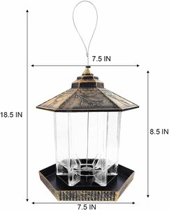 Mangeoire à oiseaux suspendue d'extérieur avec poteau de support pour la décoration de jardin et de cour, bols en métal 200 T/T - Product Image 3