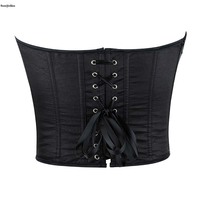 Satin Overbust Korset Femmes Gothique Corsage Corselet Push up Binder Bustier Floral Appliqued Strass Corset Top Noir