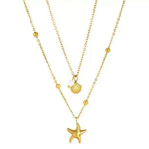 316L Stainless Steel Ocean Style Shell Starfish Sun Heart Pendant Necklace Women Neck <b>Chain</b> Jewelry Collar De Acero Inoxidable - Product Image 4