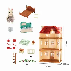 2024 play house toys villa furniture play rabbit house toy pretend play preschool set different animals family for kids