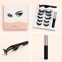 Faux cils en gros, 5 paires, kit de cils magnétiques et d'eye-liner avec pince, imperméables, réutilisables, faux cils 3D