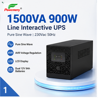 Onduleur interactif en ligne 1500VA 900W à onde sinusoïdale simulée 230Vac avec AVR et écran LCD, double batteries 12V 9Ah pour la sauvegarde des réseaux informatiques de bureau