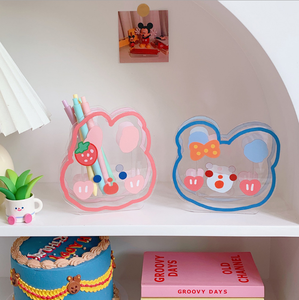 Support de Présentation Créatif en Acrylique pour Stylos, Ours et Lapins Mignons, Multifonctionnel, pour Papeterie de Bureau, Cosmétiques et Bureau d'Étudiant - Product Image 5