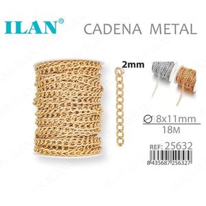 Catena in Metallo Ilan 8x11mm 18M Colore Oro per Creazione di Gioielli - Product Image 1