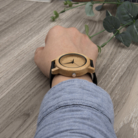 Montre-bracelet à quartz DODO DEER 2020 en bambou antique avec bracelet en cuir véritable, cadran à aiguilles tendance pour couples de marque