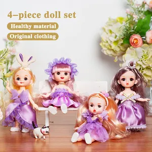 Set Boneka Putri Kecil Empat Potong, dengan Aksesori Mainan Fashion Boneka Putri Dalam Harga Rendah Dapat Disesuaikan