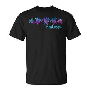 T-shirt Barbados Beach Tribal Turtle noir pour adulte unisexe - Product Image 1
