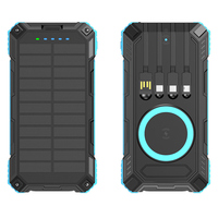 Batterie externe solaire pour la randonnée en plein air, 20000mAh, charge rapide PD22.5W, charge sans fil 15W, USB Type-C, écran LED, chargeur d'urgence portable