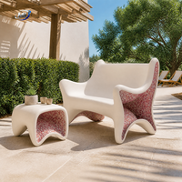 Ensemble de salon de jardin moderne, banc de jardin incurvé et table d'appoint, meubles de terrasse