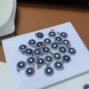 Colgante Wenchi de Perla Azul Cielo Mabei, Cuentas de 16 mm, Diámetro de 22 mm, Engaste de Plata, Dije Redondo Clásico para Uso Diario - Product Image 3