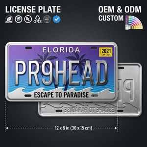 Placa de <span class=keywords><strong>Matrícula</strong></span> de Aluminio 3D Personalizada con Relieve, Playa de Florida, Paraíso Tropical, Palmera, Atardecer sobre el Océano, Recuerdo Impermeable, Decoración - Product Image 3