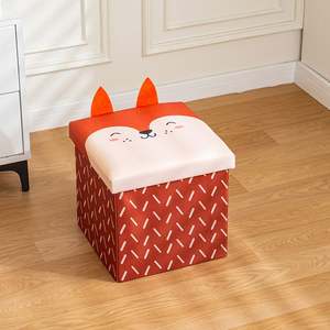 Foldable <b>Storage</b> Bins Ottoman <b>Cube</b> Children <b>Storage</b> <b>Box</b> Under Lid Padded Seat Footrest - Product Image 3