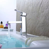 Keran Wastafel Krom Kuningan Modern FEIDU dengan Inti Katup Keramik - Keran Kamar Mandi Satu Pegangan Terpasang di Dek