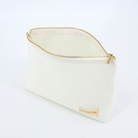Pochette à fermeture éclair en toile de coton avec logo personnalisé pour maquillage sacs organisateur de bonbons en nylon ouverts de style à la mode en tissu de jute naturel
