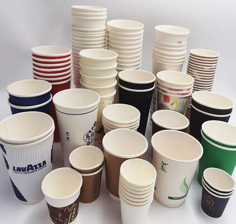 Tazas de café de papel desechables biodegradables, taza de papel grande con logotipo personalizado