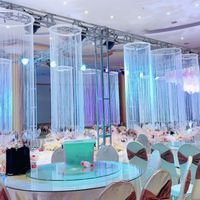 Rideaux suspendus réalistes pour décoration de plafond de mariage, rideaux en polyester pour plafond de mariage, rideaux en ficelle pour hôtel