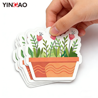 Autocollants de fleurs personnalisés en PVC résistants aux UV pour la décoration de magasins et les pots de fleurs, autocollants adhésifs durables et imperméables, impression