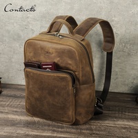 Sac à bandoulière vintage grande capacité personnalisé en cuir Crazy Horse Sac à dos décontracté pour ordinateur portable de voyage pour hommes pour ordinateur portable de 16 pouces