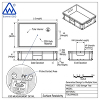 Caja de Almacenamiento y Circulación Antiestática Conductiva ESD 3W-9805317A, Venta de Fábrica, Caja de PP con Capacidad de 100 kg
