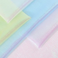 Tissu en mousseline de soie 20D bleu respirant 28 g/m² ultra-fin 100 % polyester pour doublure ou vêtement, tissu en tulle doux comme de la soie