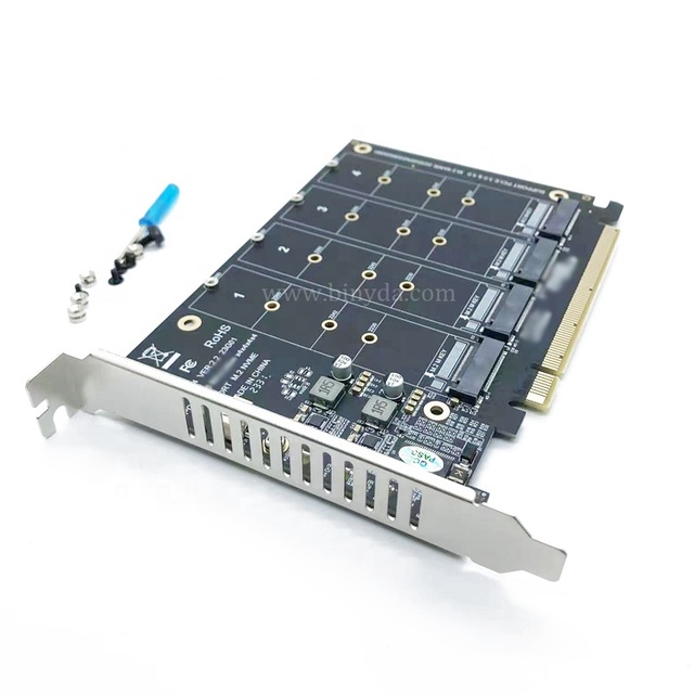 PCI-E X16 SSD NVME M2 4 Port M.2 NVME SSD to PCIE X16 Expansion Card 4x32Gbps