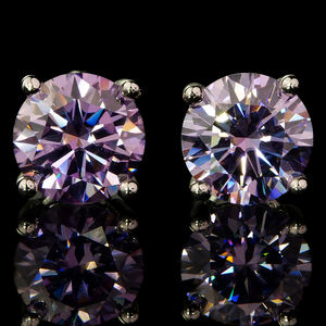 Nouvelles boucles d'oreilles en argent S925, 0,5 ct, 1 ct, testées au diamant, certifiées GRA, VVS, moissanite brillante de couleur violet clair, taille brillante, or - Product Image 3
