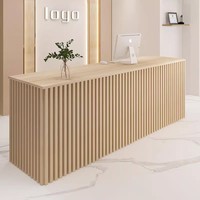 Panneau de meubles de réception du milieu du siècle Front Office de spa en bois gris Bureau de salon de beauté