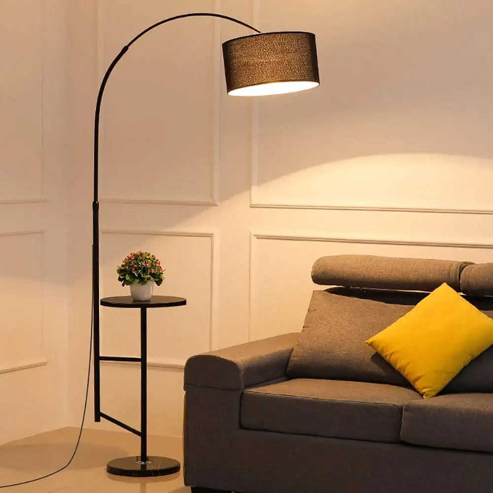Luminária de chão com arco nórdico, luminária de chão curvada para decoração de salas de estar, quarto e sala de estar, artesanal de canto, com mesa de centro