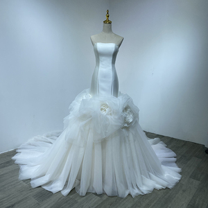 Classic Mermaid Strapless <b>Wedding</b> <b>Dress</b> 3D Flower Luxury Elegant <b>Wedding</b> <b>Dress</b> Wm15 - Product Image 3