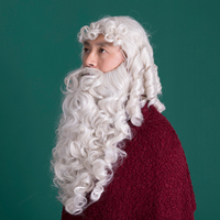 Ensemble perruque et barbe de Père Noël en fibre haute température pour déguisement, vente en gros