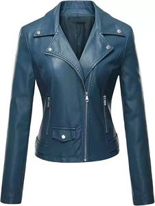 Chaqueta de Pu para <span class=keywords><strong>mujer</strong></span> de alta calidad de fábrica de China para Otoño Invierno Blouson Sngal Color en blanco Estilo fresco <span class=keywords><strong>Mujer</strong></span> Chaqueta de cuero de Pu agradable - Product Image 3