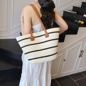 Lot de 2 sacs de plage en paille grande capacité et ensemble de sacs de voyage en paille avec chapeau pour femme - Product Image 2