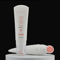 Bouteille en PE blanche vide de 100 ml de haute qualité avec tête de brosse en silicone pour emballage cosmétique de lait nettoyant – Vente en gros