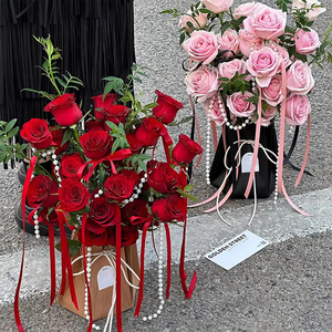 <span class=keywords><strong>Sac</strong></span> en papier kraft blanc et brun personnalisé avec logo, poignée, impression écologique, fermeture à torsion, pour emballage de fleurs - Product Image 6