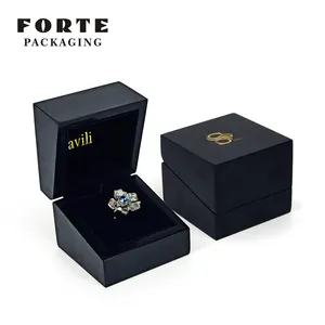 FORTE Hot Sale Jewelry Box Plastic Luxury Ring Box Black wooden Jewelry Packaging For Storage
