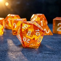 Offre Spéciale – Ensemble de 7 Dés Polyédriques Carrés en Résine Orange Transparente pour D&D, Bords Tranchants, Durables, Écologiques, pour Dragons et Donjons, pour Jeux de Rôle
