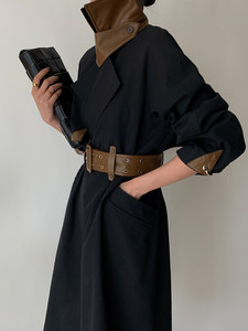 Giacca Elegante da <span class=keywords><strong>Donna</strong></span> per l'Autunno con Cintura a Doppio Bottone, Patchwork <span class=keywords><strong>in</strong></span> <span class=keywords><strong>Pelle</strong></span>, Maniche Lunghe e Vestibilità Comoda - Product Image 4