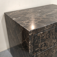 Table de chevet moderne en marbre brun Emperador foncé, meuble de chambre à coucher de luxe en pierre naturelle, table d'appoint de canapé pour salon