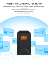 SKE Onduleur interactif hors ligne haute puissance 3000VA 220V monophasé avec écran LCD et 4 batteries 12V 9Ah pour l'informatique et les réseaux