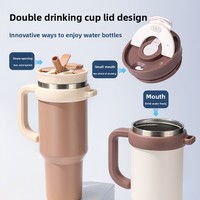 Gobelet isotherme portable grande capacité 40oz en acier inoxydable 304 avec paille intégrée