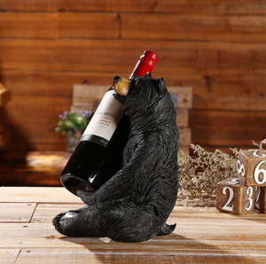 Molde de resina personalizado para manualidades, estatua de oso negro, estatuilla, estante para vino, portabotellas - Product Image 3