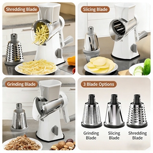 Utensilio de Cocina Multifuncional 3 en 1, Rallador, Picador y Rebanador de Verduras, Automático, de Acero Inoxidable y Silicona, Portátil - Product Image 5