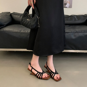 Square Toe Women Strappy <b>Block</b> <b>Heel</b> <b>Sandals</b> Ankle Buckle Back Strap <b>Ladies</b> Summer Party Dress Shoes - Product Image 4