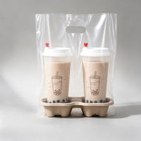 Sac à emporter personnalisé avec logo, sac pour thé au lait, sac pour café, sac transparent pour une tasse, sac pour deux tasses, sac en plastique pour boba, sac en plastique pour bubble tea