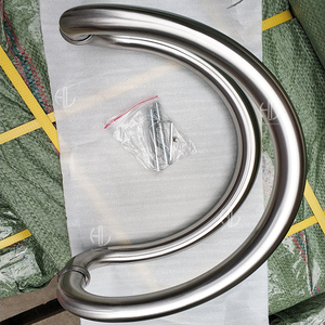 Phong cách thiết kế hiện đại không khung kính cường lực cửa trượt văn phòng lớn c-loại thép không gỉ cửa xử lý - Product Image 2