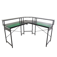 Bureau de table de travail d'ordinateur d'angle en forme de L avec lumières LED
