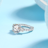 Bague de luxe en moissanite ronde 5 carats pour femme, en argent sterling S925 plaqué or 18 carats, bijou d'anniversaire