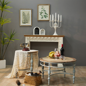 INNOVA Bàn Trà Tròn Chạm Khắc Gỗ Cứng Hoài Cổ Cho Phòng Khách Bàn Cà Phê Cạnh Mộc Mạc - Product Image 4