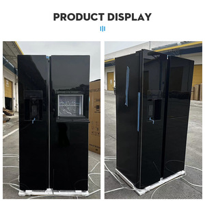 <span class=keywords><strong>Réfrigérateur</strong></span> en acier inoxydable à double <span class=keywords><strong>porte</strong></span> côte à côte noir <span class=keywords><strong>Distributeur</strong></span> d'eau pour machine à glaçons Capacité de 613L Installation portable Français - Product Image 5