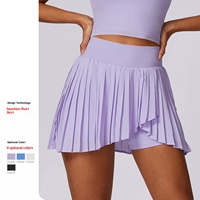 Jupe-short de sport plissée en mousseline respirante à séchage rapide, anti-transparence, doublée, taille élastique, pour femme, idéale pour le tennis et la course à pied